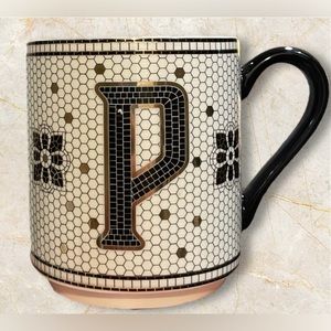 Anthropologie Bistro Tile Margot Monogram Mug (P)